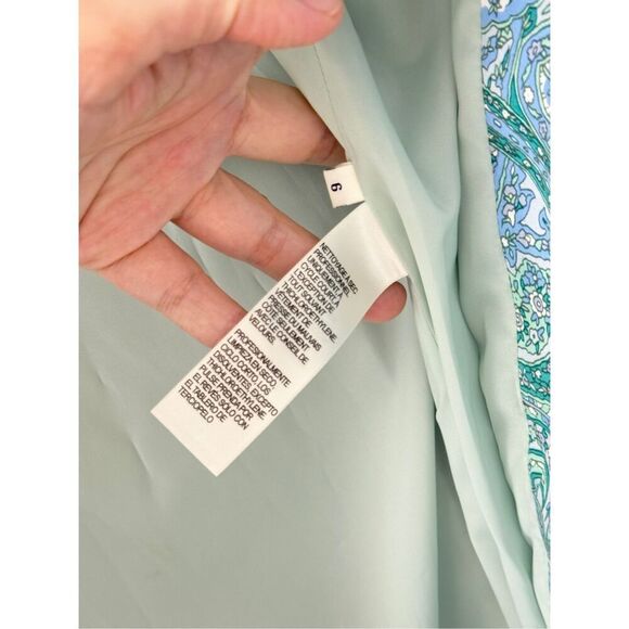 Doncaster Cotton Dress Spring Summer Blue Green Full Zip Paisley Print $425 - Picture 10 of 10